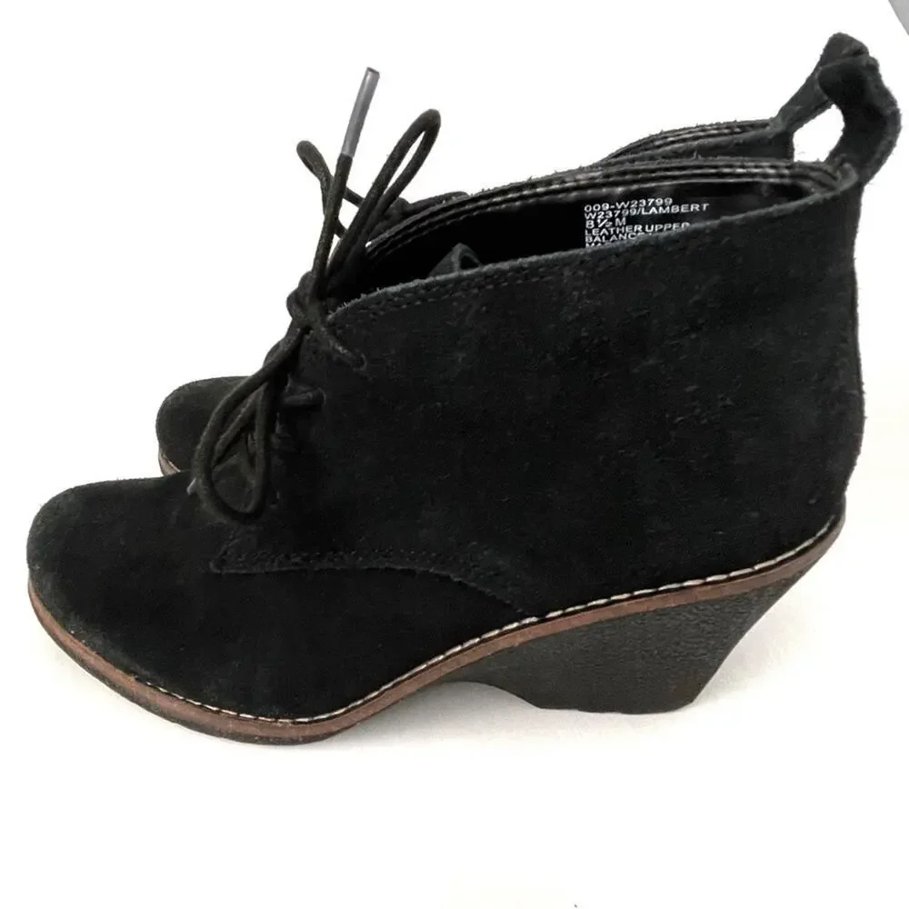 White Mountain Lambert suede leather lace up wedge booties size 8.5